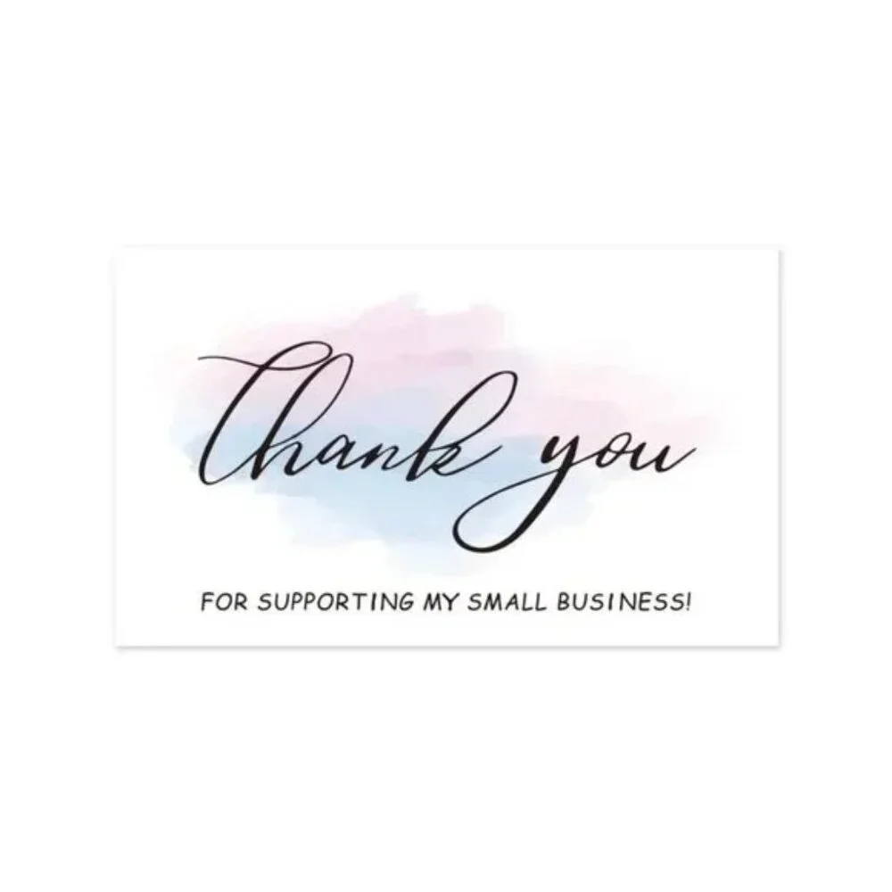 30 Pcs Pink Thank You Business Cards – Slogan Graphic Insert Cards